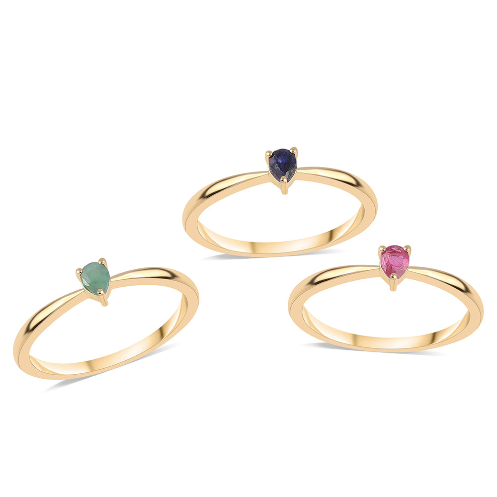 Arannyal Bevont Ezüst Szett Thai Rubinnal és Brazil Smaragddal ( Gyűrű ) 1 