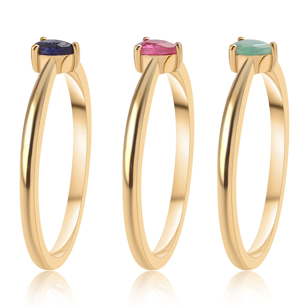 Arannyal Bevont Ezüst Szett Thai Rubinnal és Brazil Smaragddal ( Gyűrű ) 2 