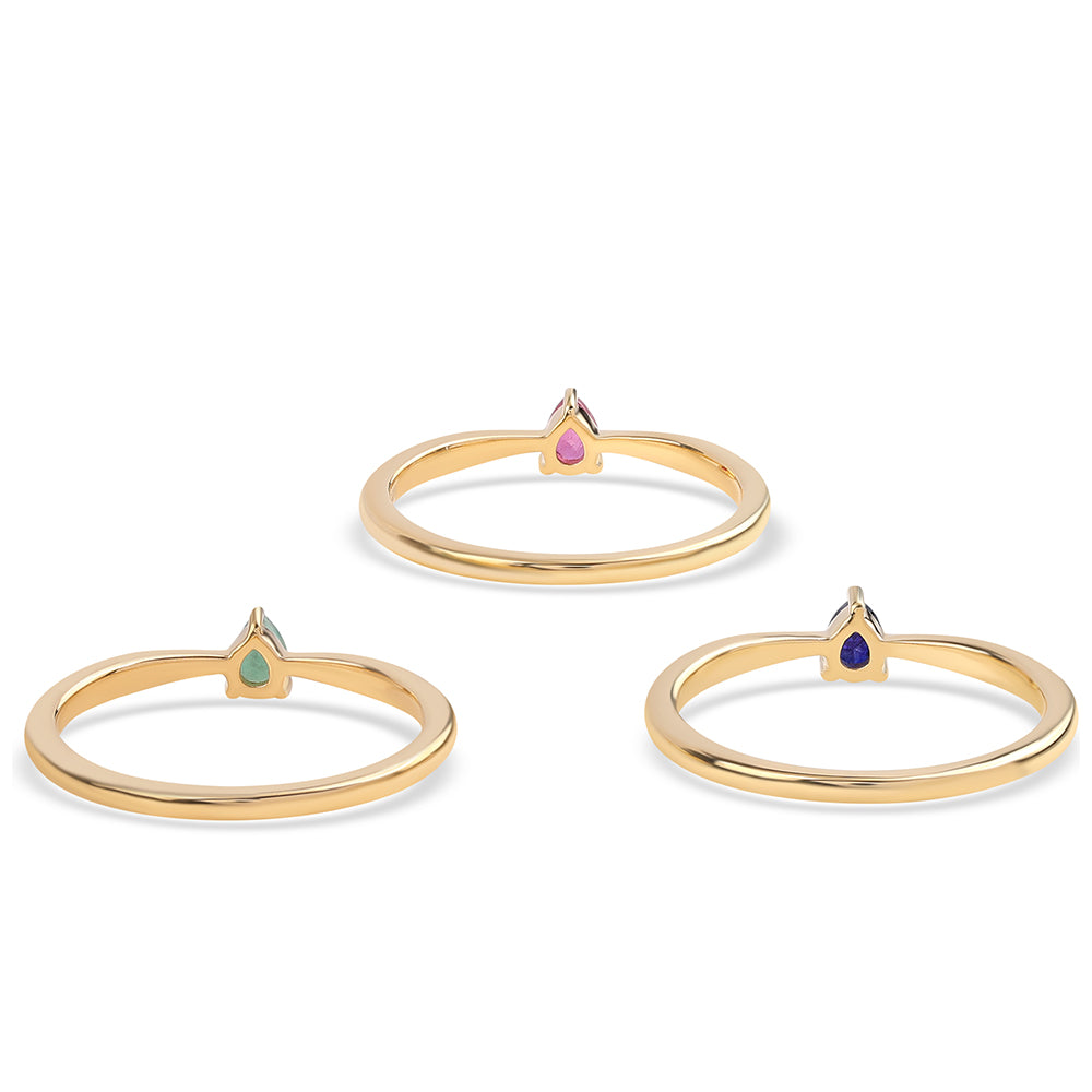 Arannyal Bevont Ezüst Szett Thai Rubinnal és Brazil Smaragddal ( Gyűrű )