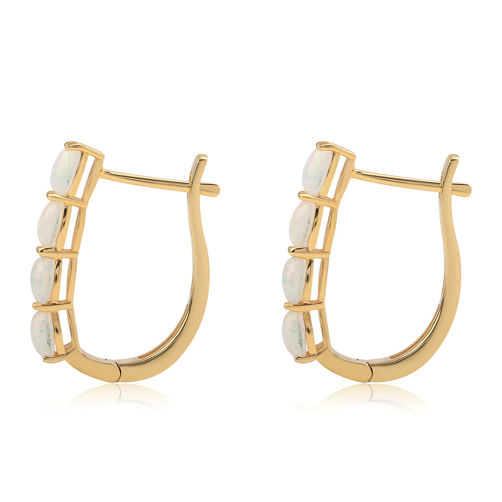 Arannyal Bevont Ezüst Fülbevaló Etiópiai Opállal