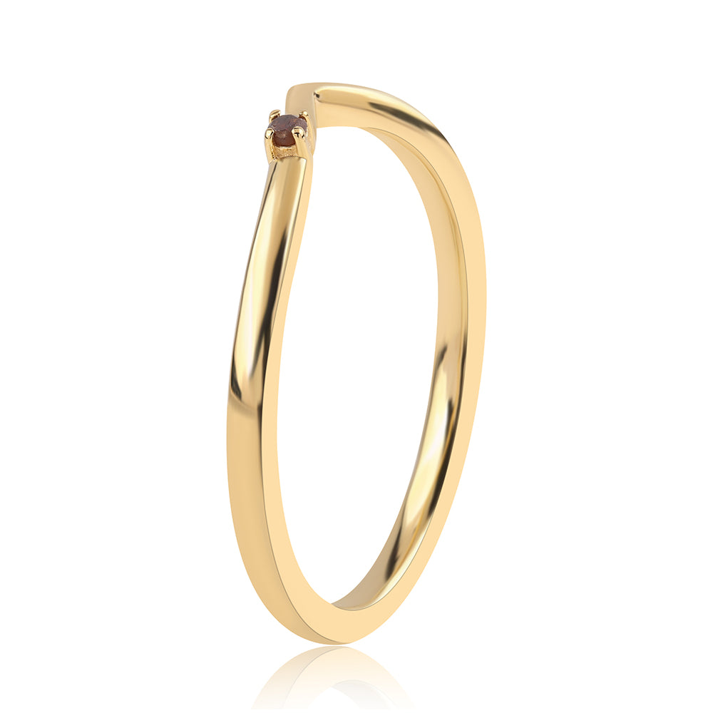 Arannyal Bevont Ezüst Gyűrű Vörös Gyémánttal 3 