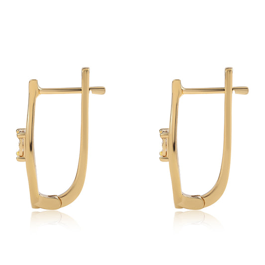 Arannyal Bevont Ezüst Fülbevaló Vörös Gyémánttal