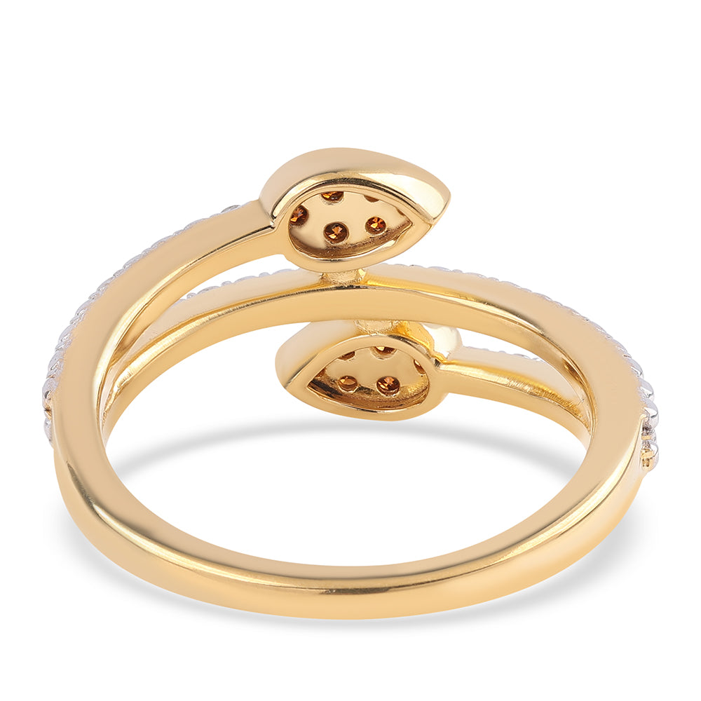 Arannyal Bevont Ezüst Gyűrű Vörös Gyémánttal és Fehér Gyémánttal