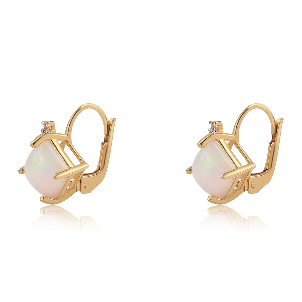 Arannyal Bevont Ezüst Fülbevaló Etiópiai Opállal és Fehér Topázzal 3 