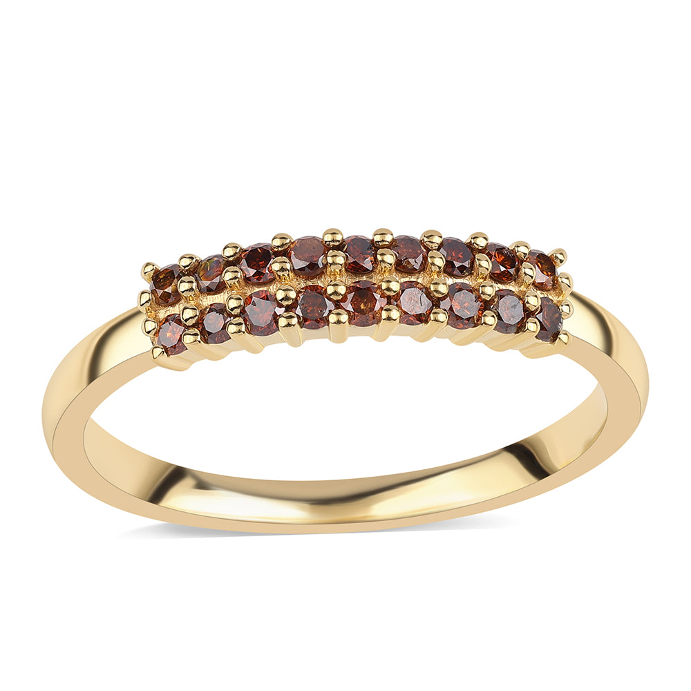 Arannyal Bevont Ezüst Gyűrű Vörös Gyémánttal