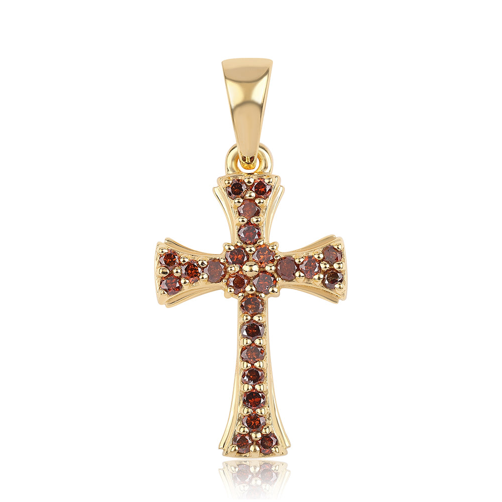 Kereszt Arannyal Bevont Ezüst Medál Vörös Gyémánttal 1 