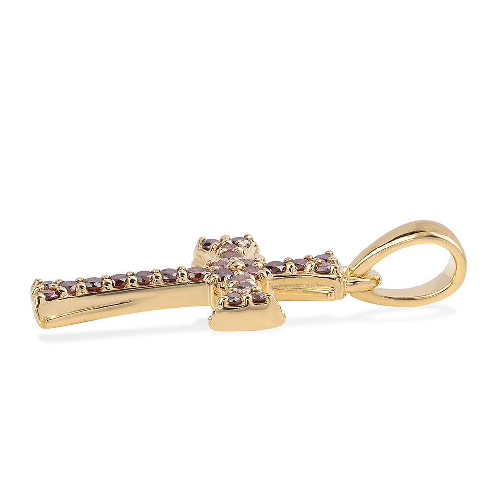 Kereszt Arannyal Bevont Ezüst Medál Vörös Gyémánttal 3 