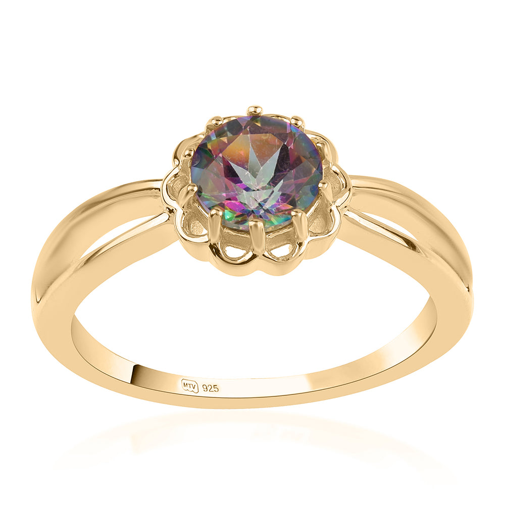 Arannyal Bevont Ezüst Gyűrű Misztikus Topázzal 1 