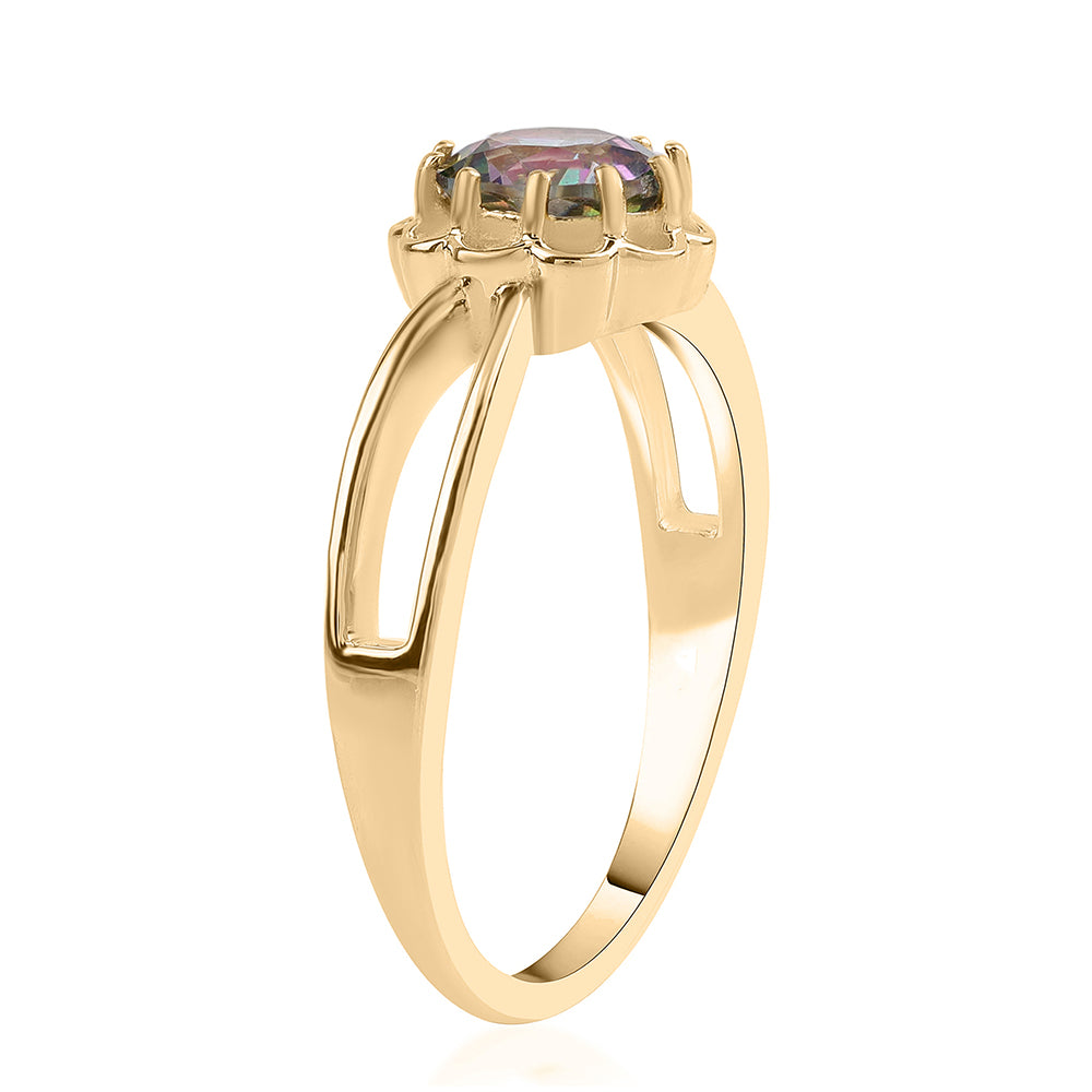 Arannyal Bevont Ezüst Gyűrű Misztikus Topázzal