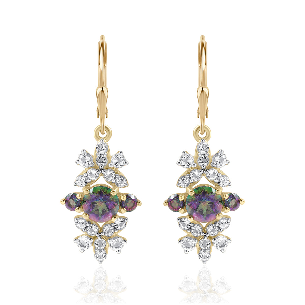 Arannyal Bevont Ezüst Fülbevaló Misztikus Topázzal 1 