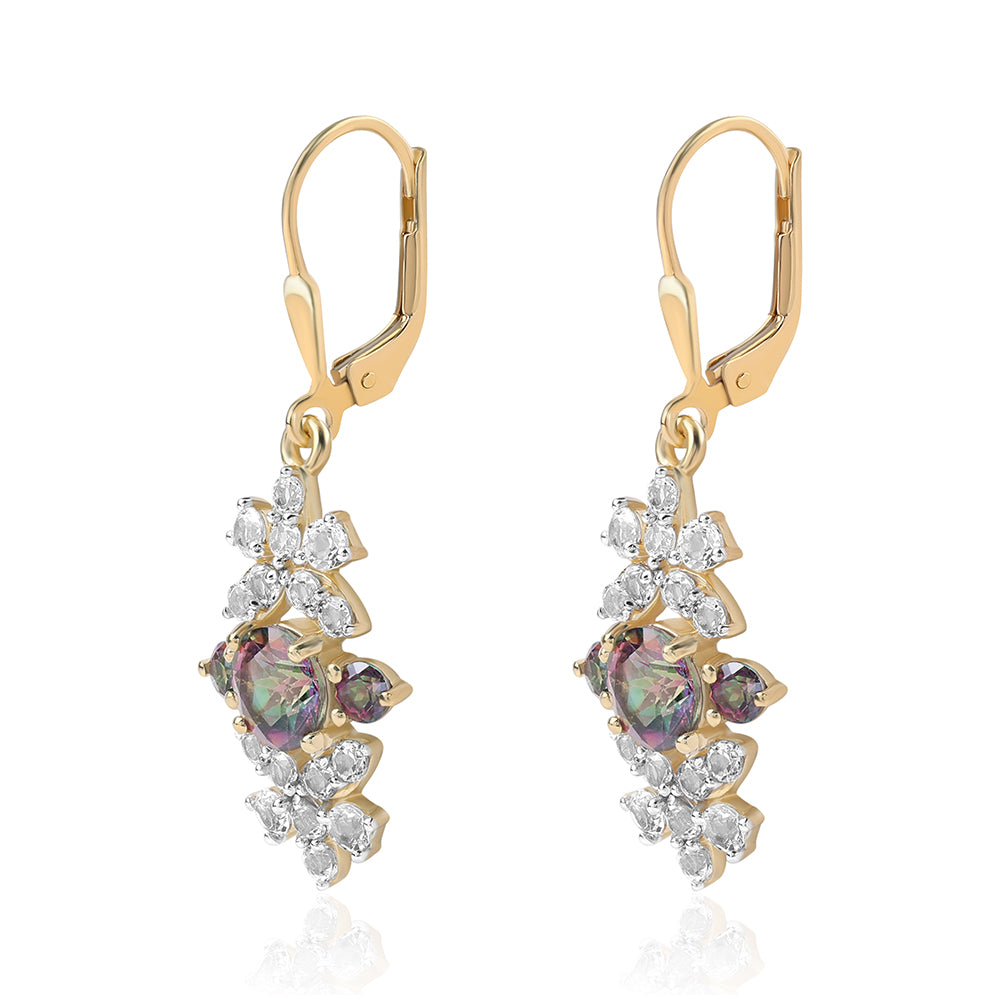 Arannyal Bevont Ezüst Fülbevaló Misztikus Topázzal