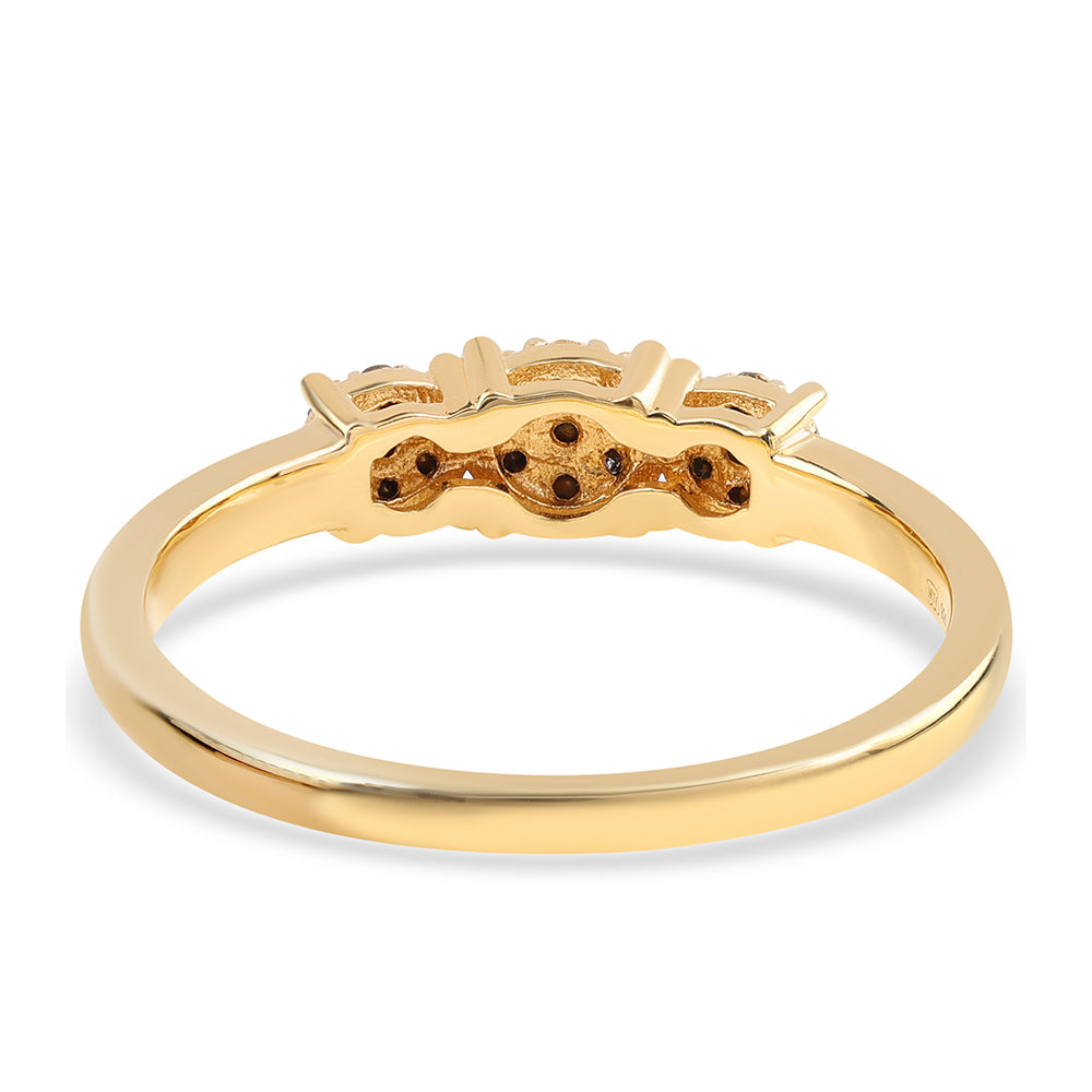 Arannyal Bevont Ezüst Gyűrű Fekete Gyémánttal