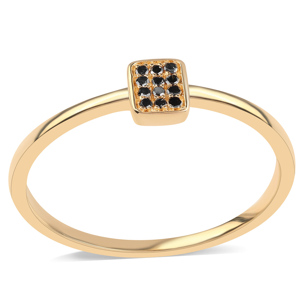 Arannyal Bevont Ezüst Gyűrű Fekete Gyémánttal 1 