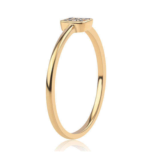 Arannyal Bevont Ezüst Gyűrű Fekete Gyémánttal