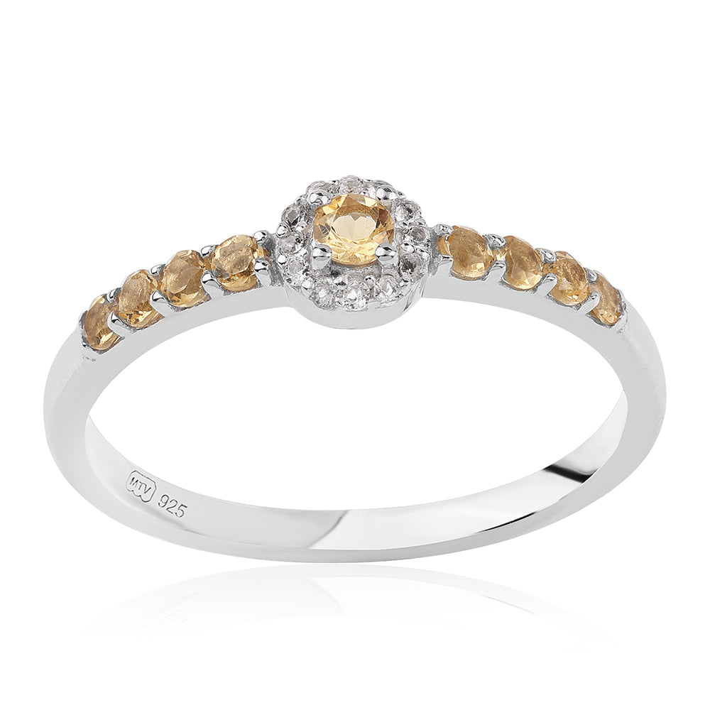 Ezüst Gyűrű "AA" Osztályú Brazíliai Citrinnel és Fehér Topázzal
