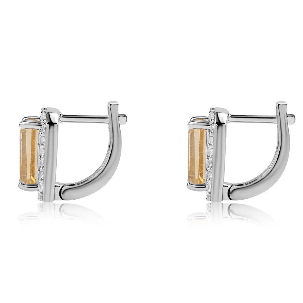 Ezüst Fülbevaló "AA" Osztályú Brazíliai Citrinnel és Fehér Topázzal 6 