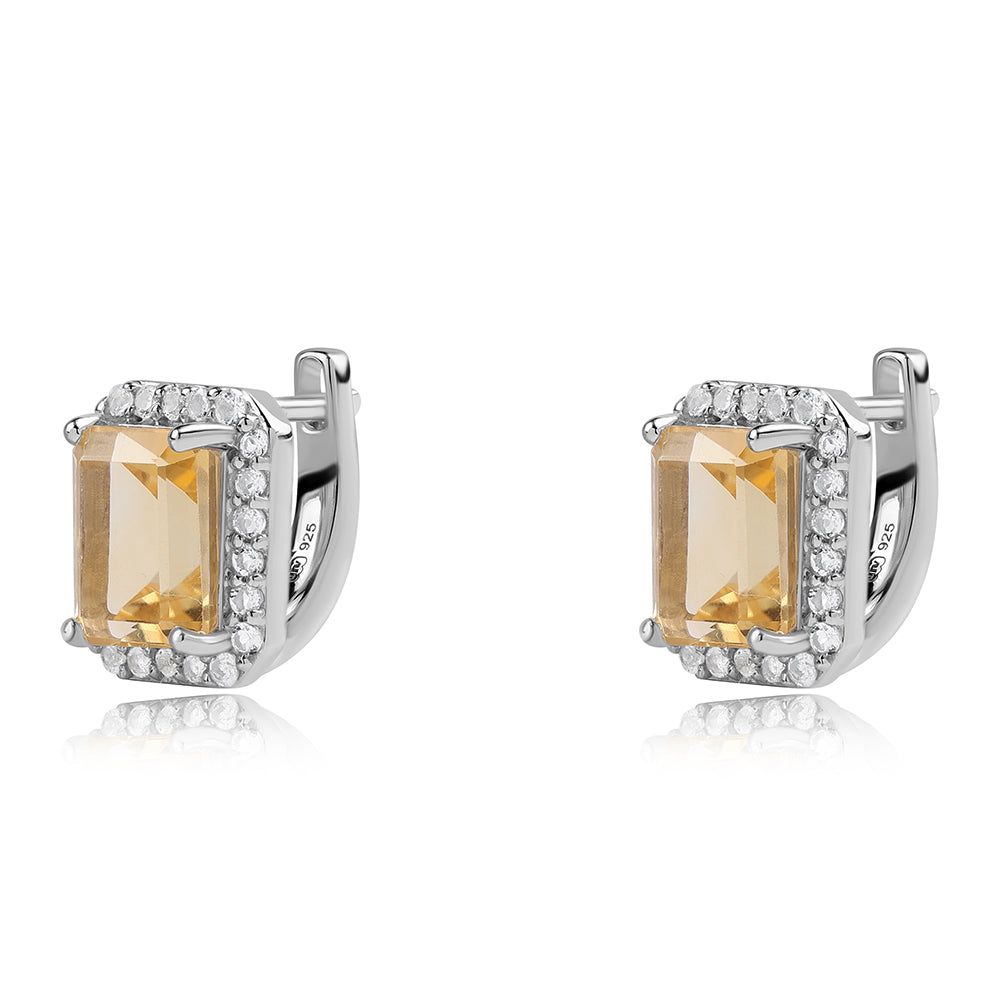 Ezüst Fülbevaló "AA" Osztályú Brazíliai Citrinnel és Fehér Topázzal 1 