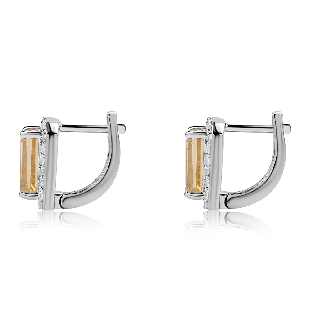 Ezüst Fülbevaló "AA" Osztályú Brazíliai Citrinnel és Fehér Topázzal