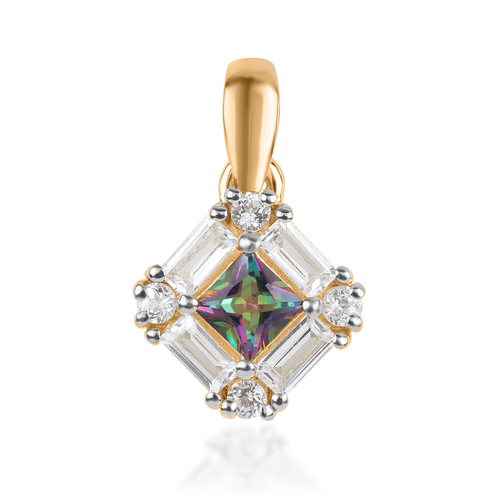 Arannyal Bevont Ezüst Medál Misztikus Topázzal és Fehér Topázzal 1 