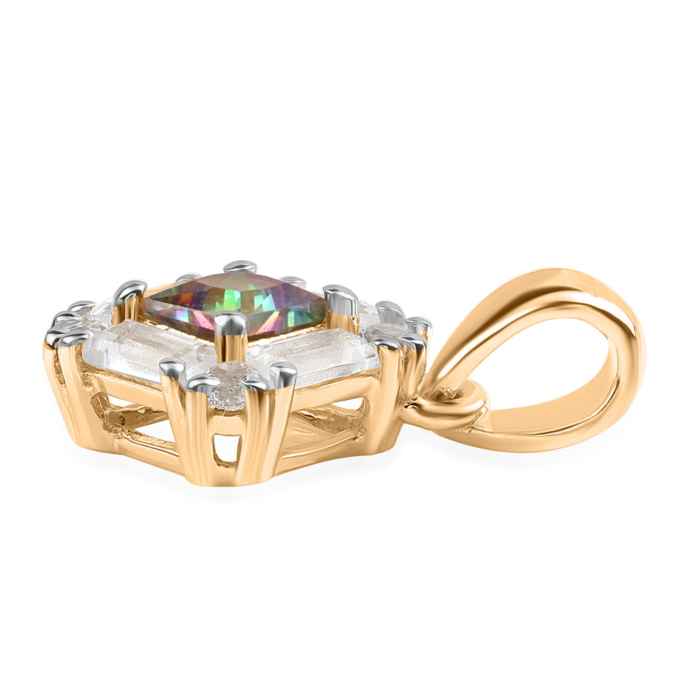 Arannyal Bevont Ezüst Medál Misztikus Topázzal és Fehér Topázzal 2 