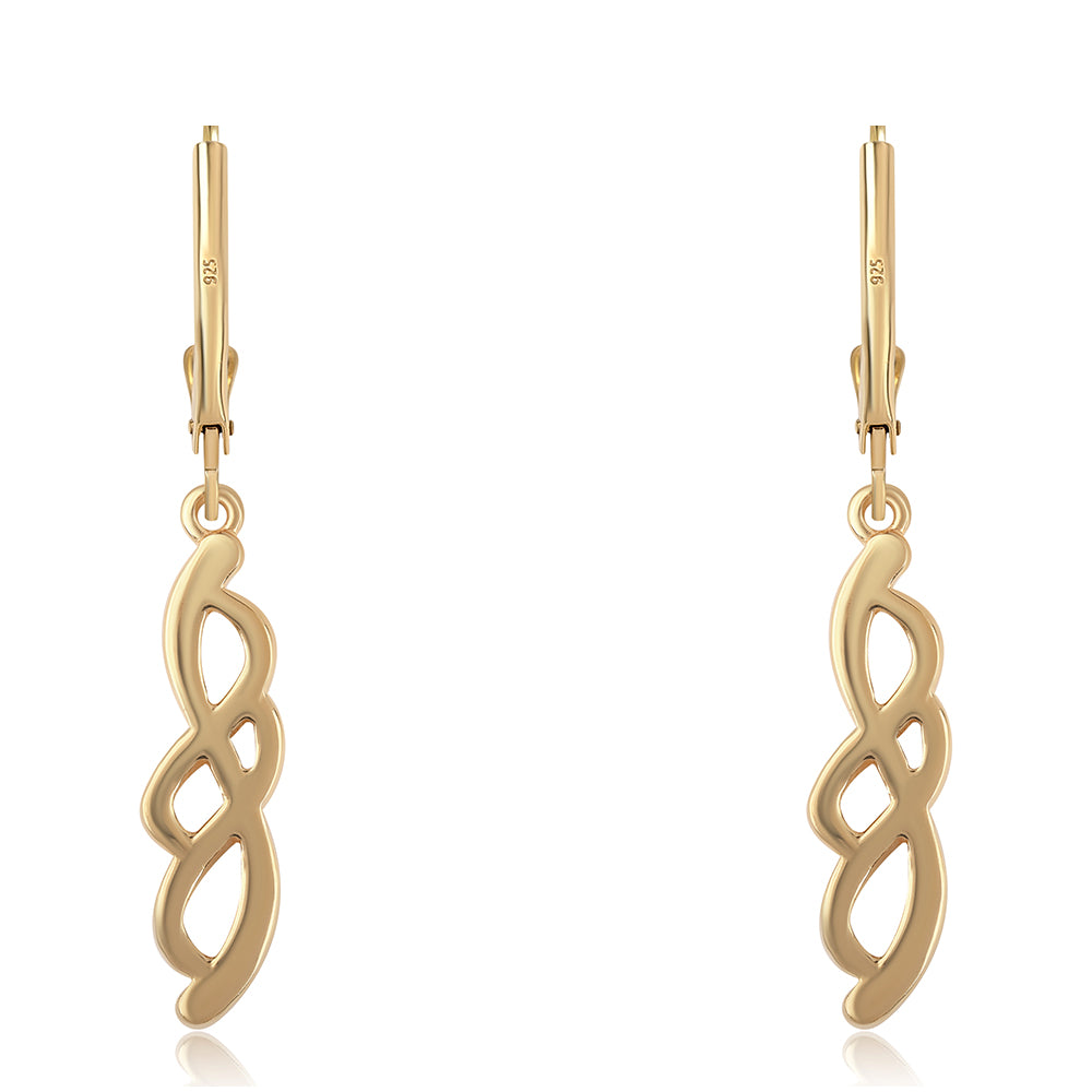 Arannyal Bevont Ezüst Fülbevaló Fekete Gyémánttal és Fehér Gyémánttal 3 