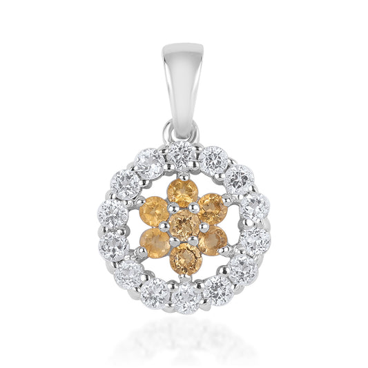 Ezüst Medál "AA" Osztályú Brazíliai Citrinnel és Fehér Topázzal