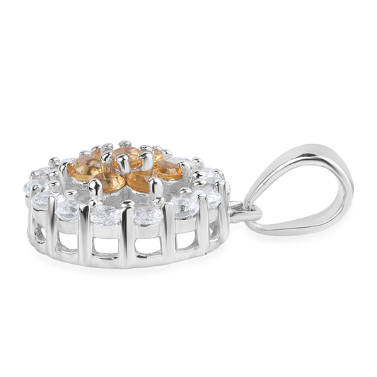 Ezüst Medál "AA" Osztályú Brazíliai Citrinnel és Fehér Topázzal