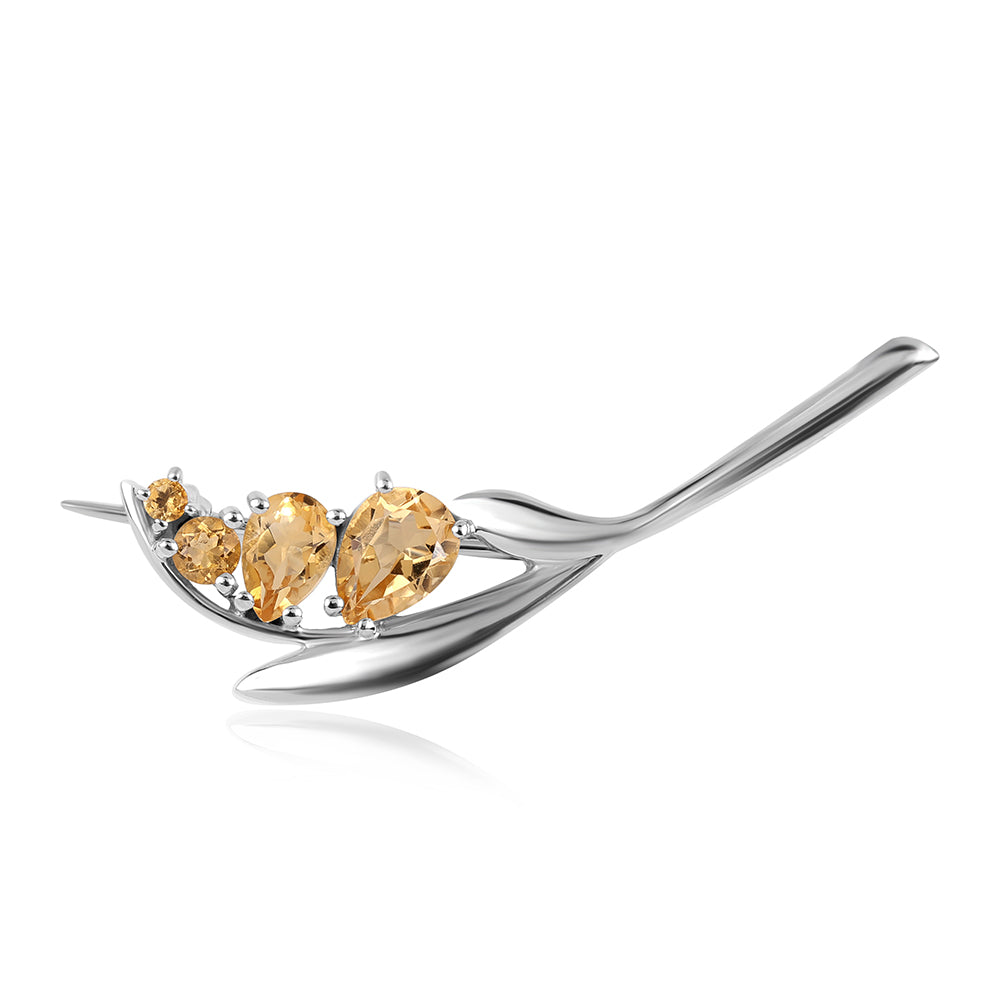 Ezüst Bross "AA" Osztályú Brazíliai Citrinnel