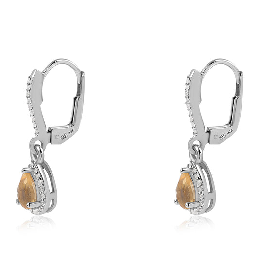 Ezüst Fülbevaló "AA" Osztályú Brazíliai Citrinnel és Fehér Topázzal