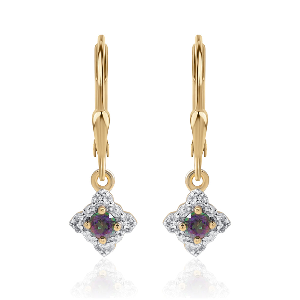 Arannyal Bevont Ezüst Fülbevaló Misztikus Topázzal és Fehér Topázzal 1 