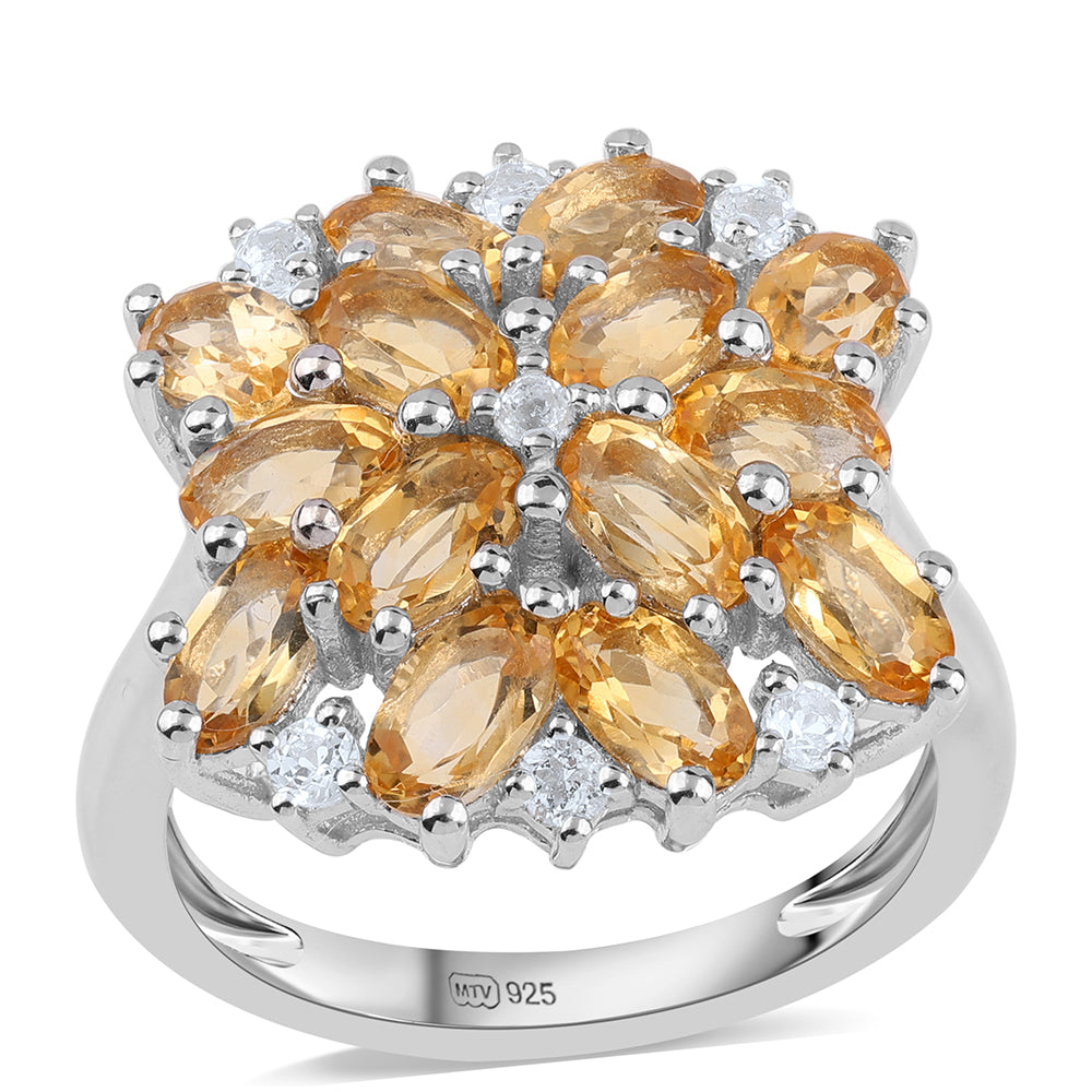 Ezüst Gyűrű "AA" Osztályú Brazíliai Citrinnel és Fehér Topázzal