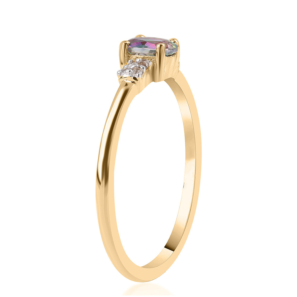 Arannyal Bevont Ezüst Gyűrű Misztikus Topázzal és Fehér Topázzal 2 