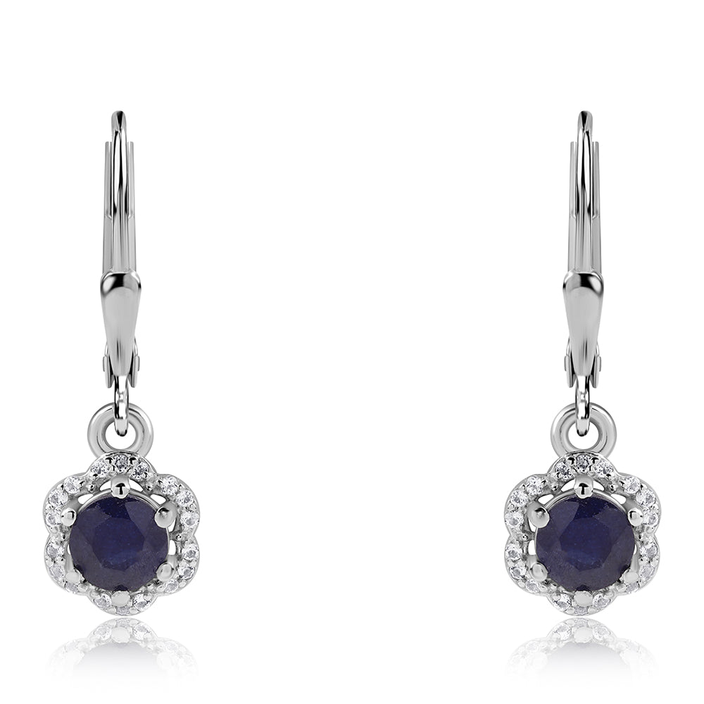 Ezüst Fülbevaló Ausztrál Kék Zafírral és Fehér Topázzal 2 