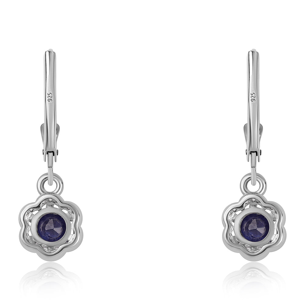 Ezüst Fülbevaló Ausztrál Kék Zafírral és Fehér Topázzal