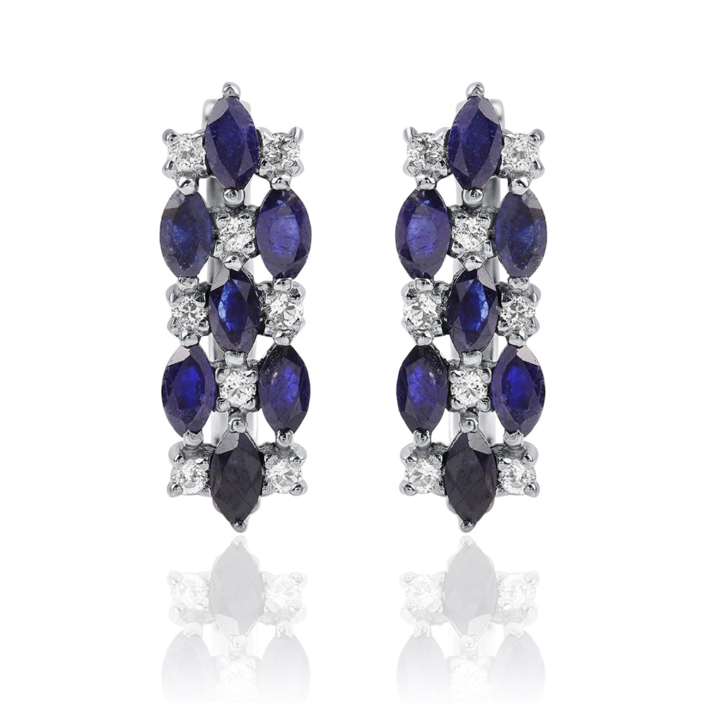 Ezüst Fülbevaló Ausztrál Kék Zafírral és Fehér Topázzal 1 