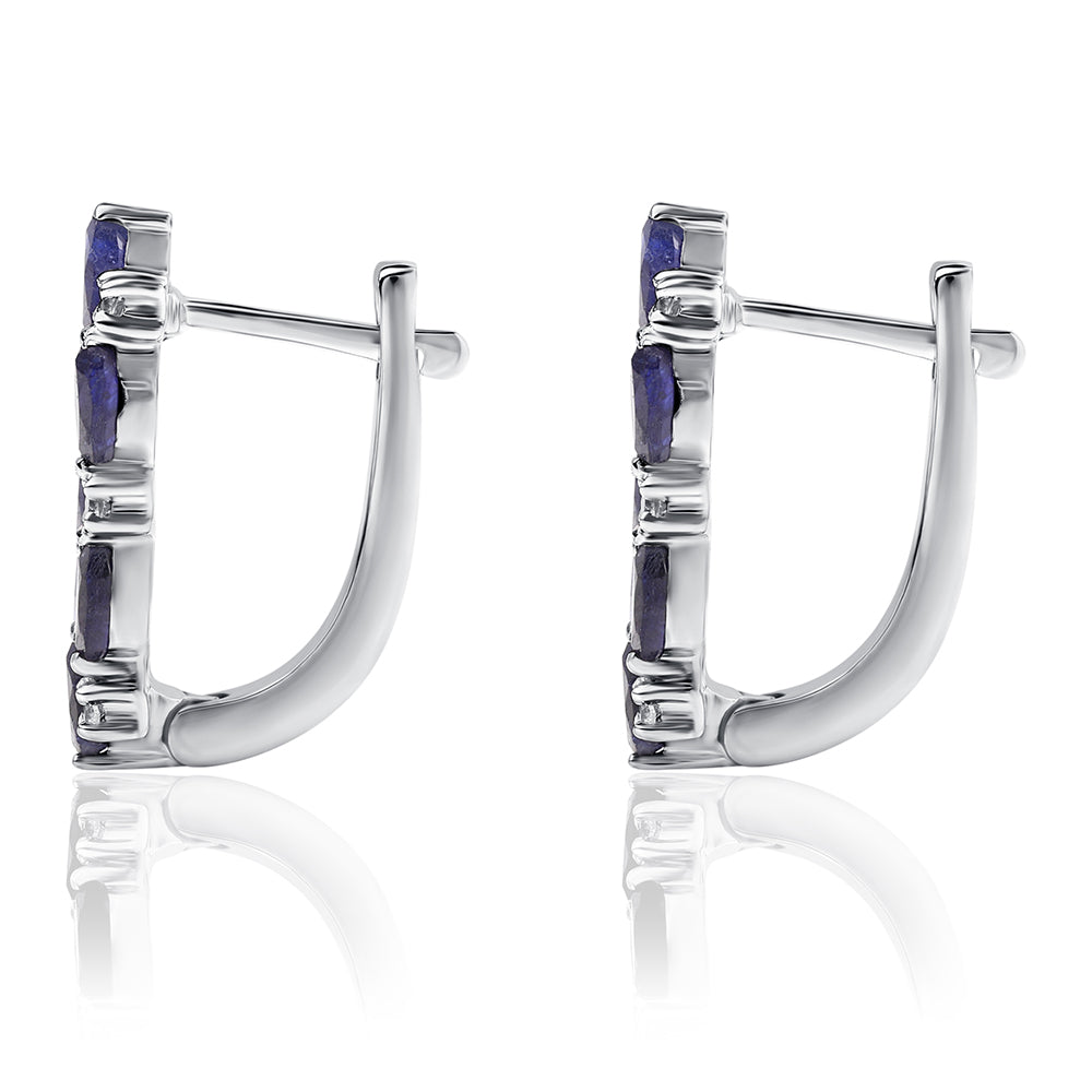 Ezüst Fülbevaló Ausztrál Kék Zafírral és Fehér Topázzal 2 