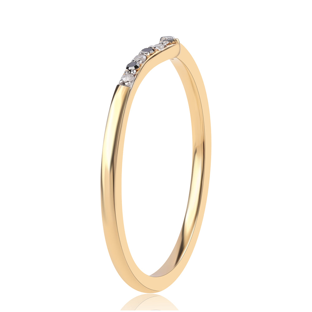 Arannyal Bevont Ezüst Gyűrű Fekete Gyémánttal 3 