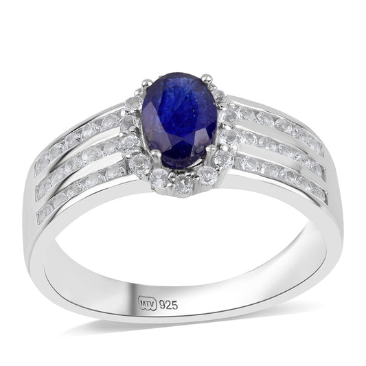 Ezüst Gyűrű Ausztrál Kék Zafírral és Fehér Topázzal