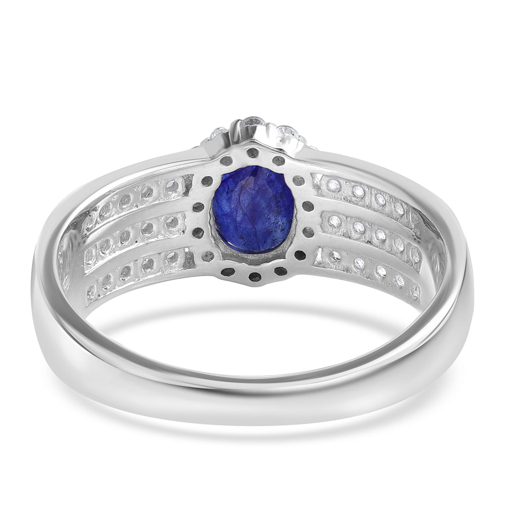 Ezüst Gyűrű Ausztrál Kék Zafírral és Fehér Topázzal 2 