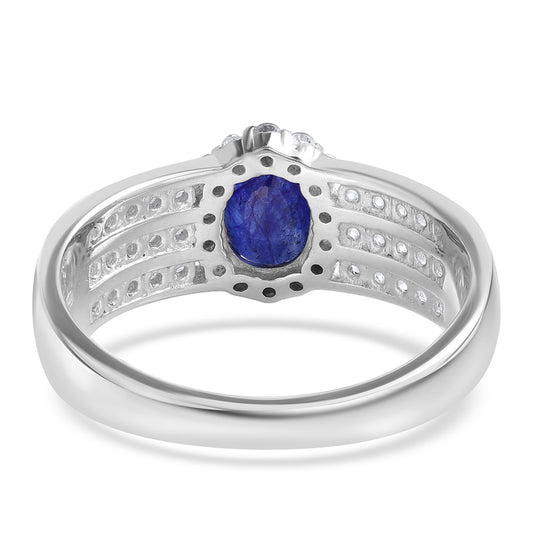 Ezüst Gyűrű Ausztrál Kék Zafírral és Fehér Topázzal