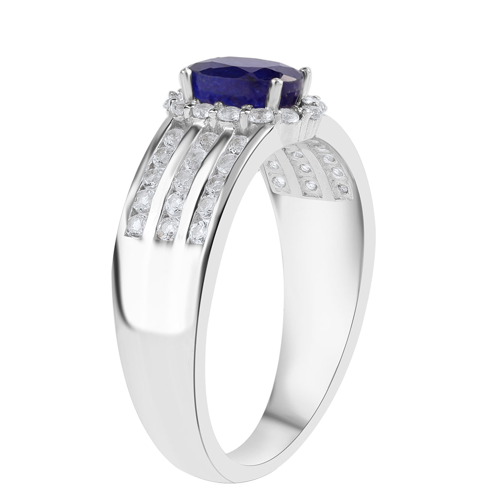 Ezüst Gyűrű Ausztrál Kék Zafírral és Fehér Topázzal 3 