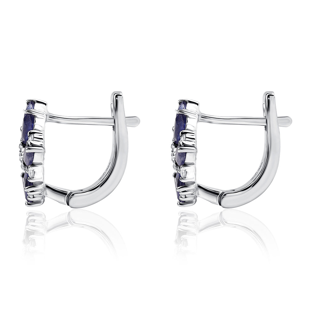 Ezüst Fülbevaló Ausztrál Kék Zafírral és Fehér Topázzal