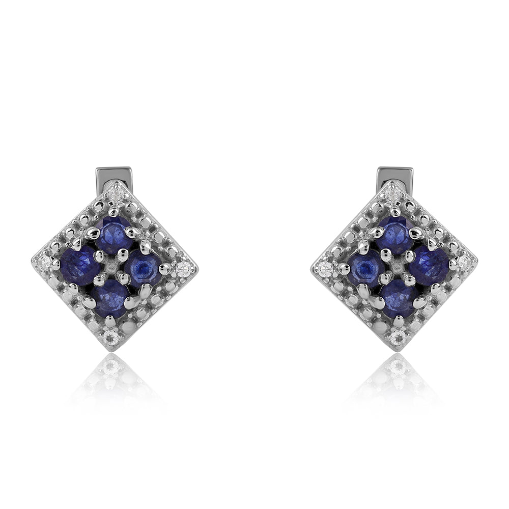 Ezüst Fülbevaló Ausztrál Kék Zafírral és Fehér Topázzal