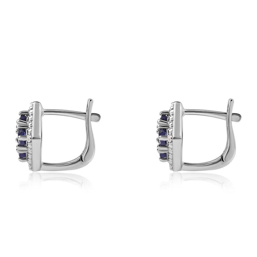 Ezüst Fülbevaló Ausztrál Kék Zafírral és Fehér Topázzal 3 