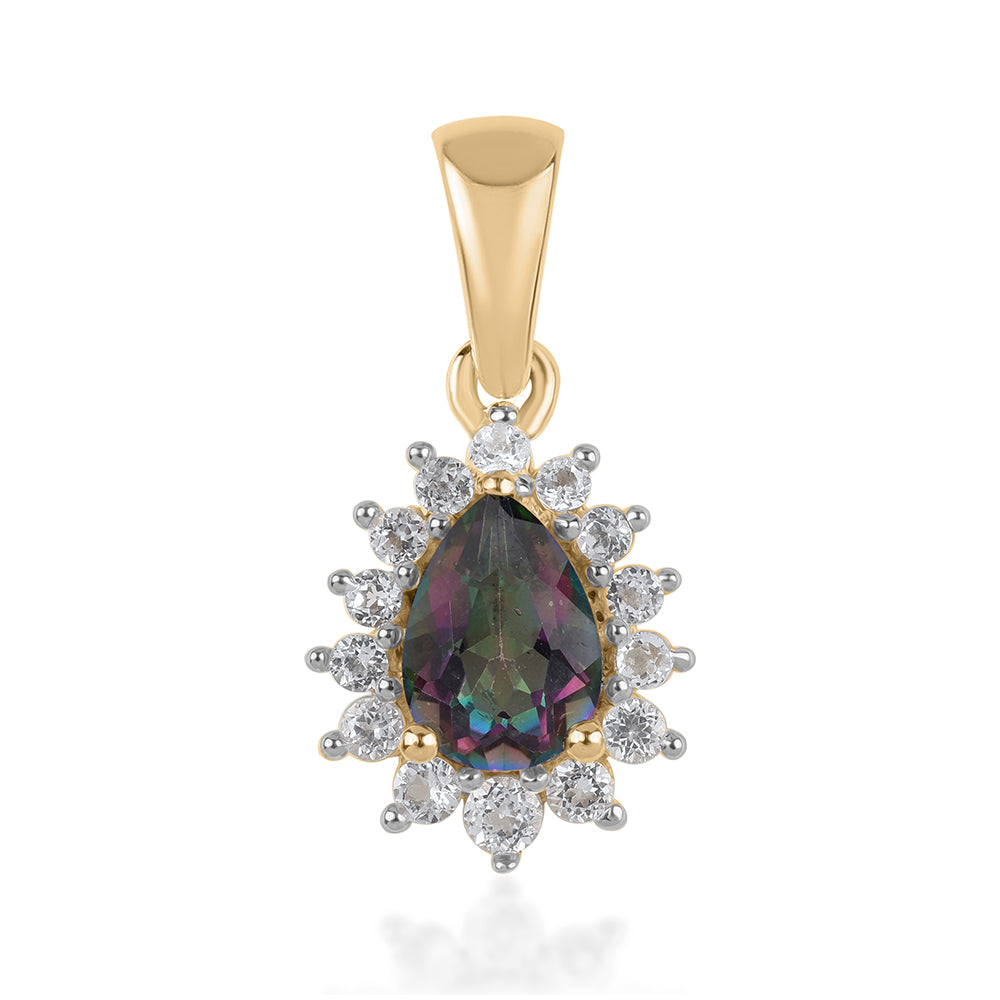 Arannyal Bevont Ezüst Medál Misztikus Topázzal és Fehér Topázzal 1 