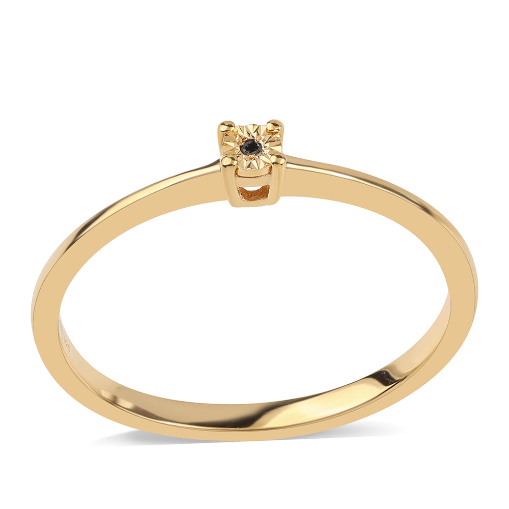 Arannyal Bevont Ezüst Gyűrű Fekete Gyémánttal 1 