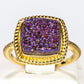 Arannyal Bevont Ezüst Gyűrű Lila Drusy-val
