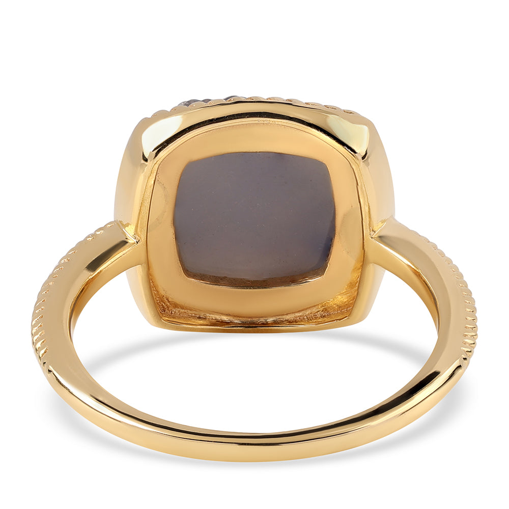 Arannyal Bevont Ezüst Gyűrű Lila Drusy-val 3 