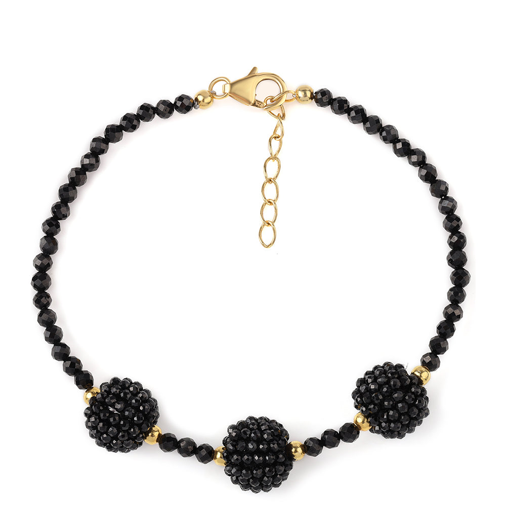 Arannyal Bevont Ezüst Karkötő Fekete Spinellel 1 