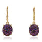 Arannyal Bevont Ezüst Fülbevaló Lila Drusy-val